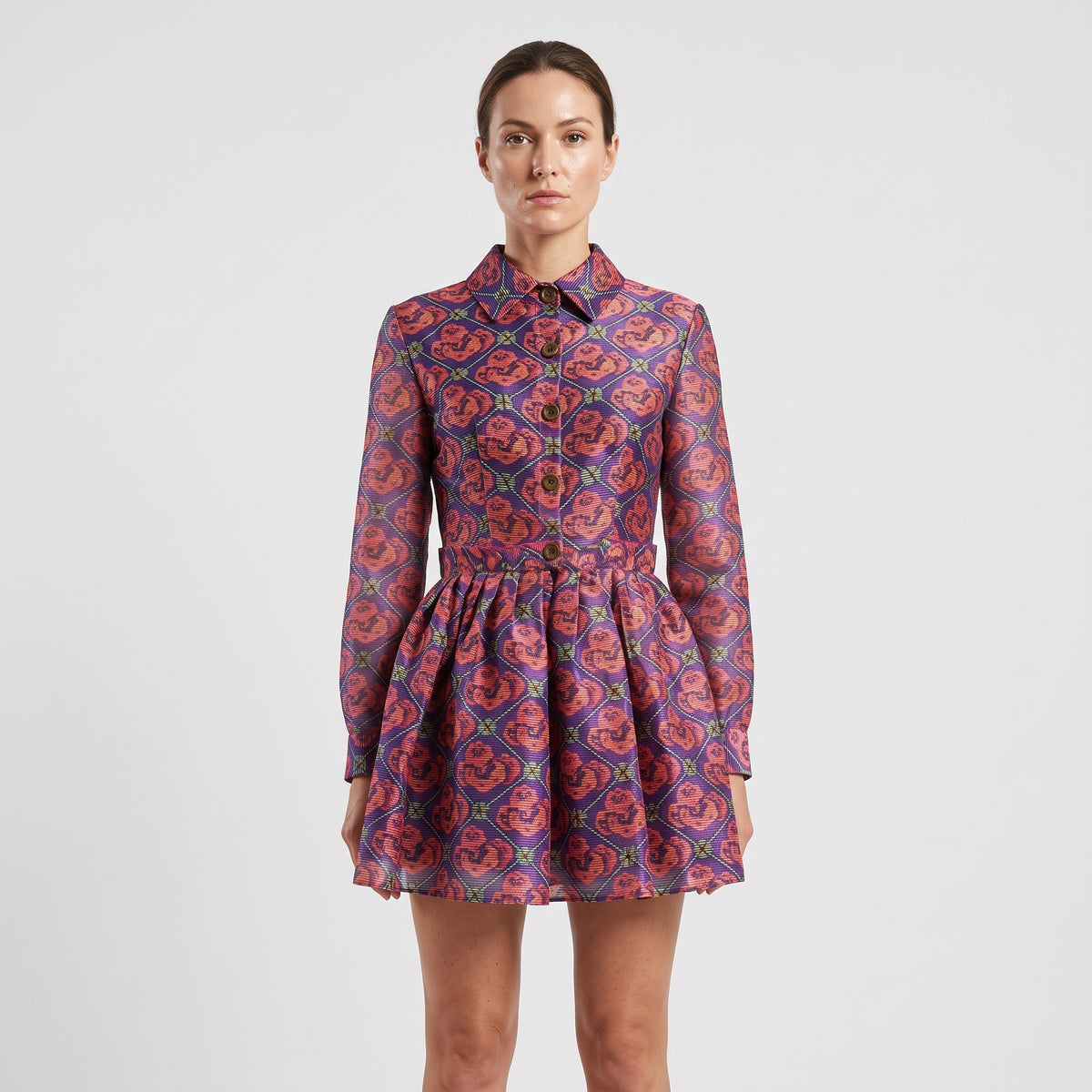 Floral Print Buttoned Mini Dress