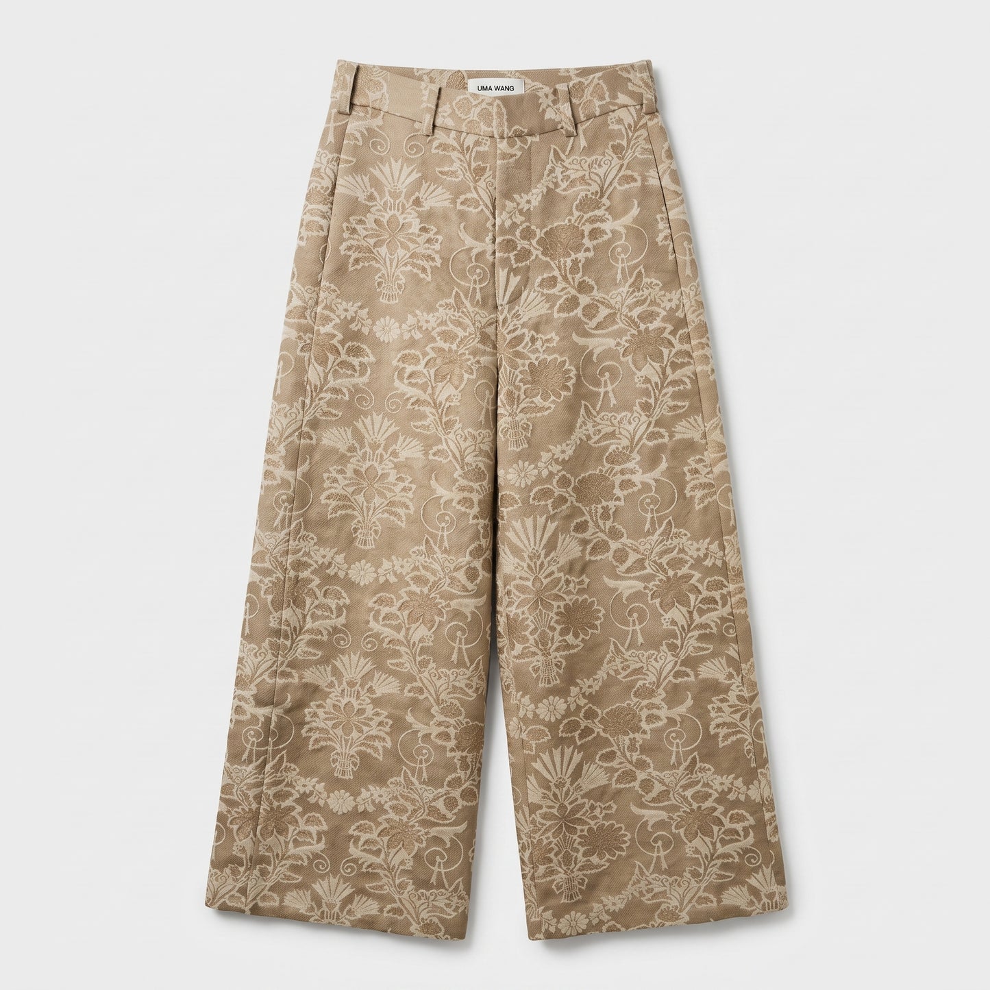 Floral Jacquard Wide Leg Trousers