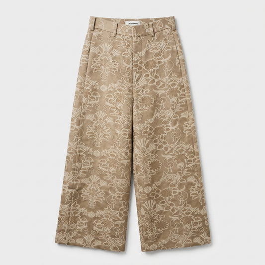 Floral Jacquard Wide Leg Trousers