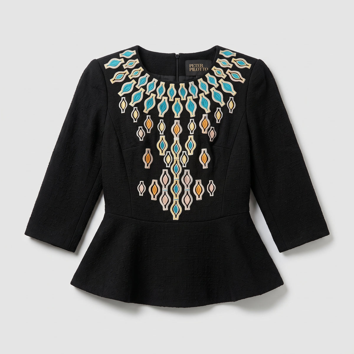Embroidered Peplum Structured Top