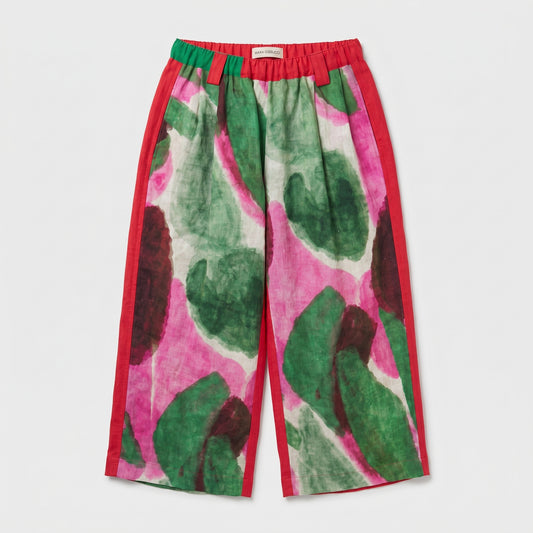 Abstract Print Linen Trousers
