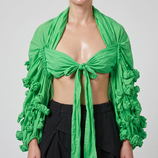 Embellished Tie-Front Cropped Shrug