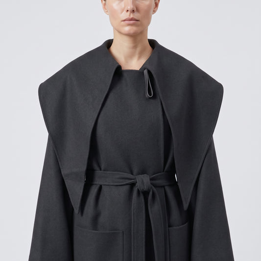 Structured Wool Blend Wrap Coat