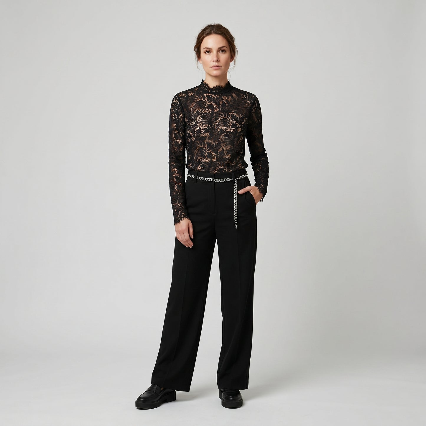 Elegant Lace Mock Neck Top