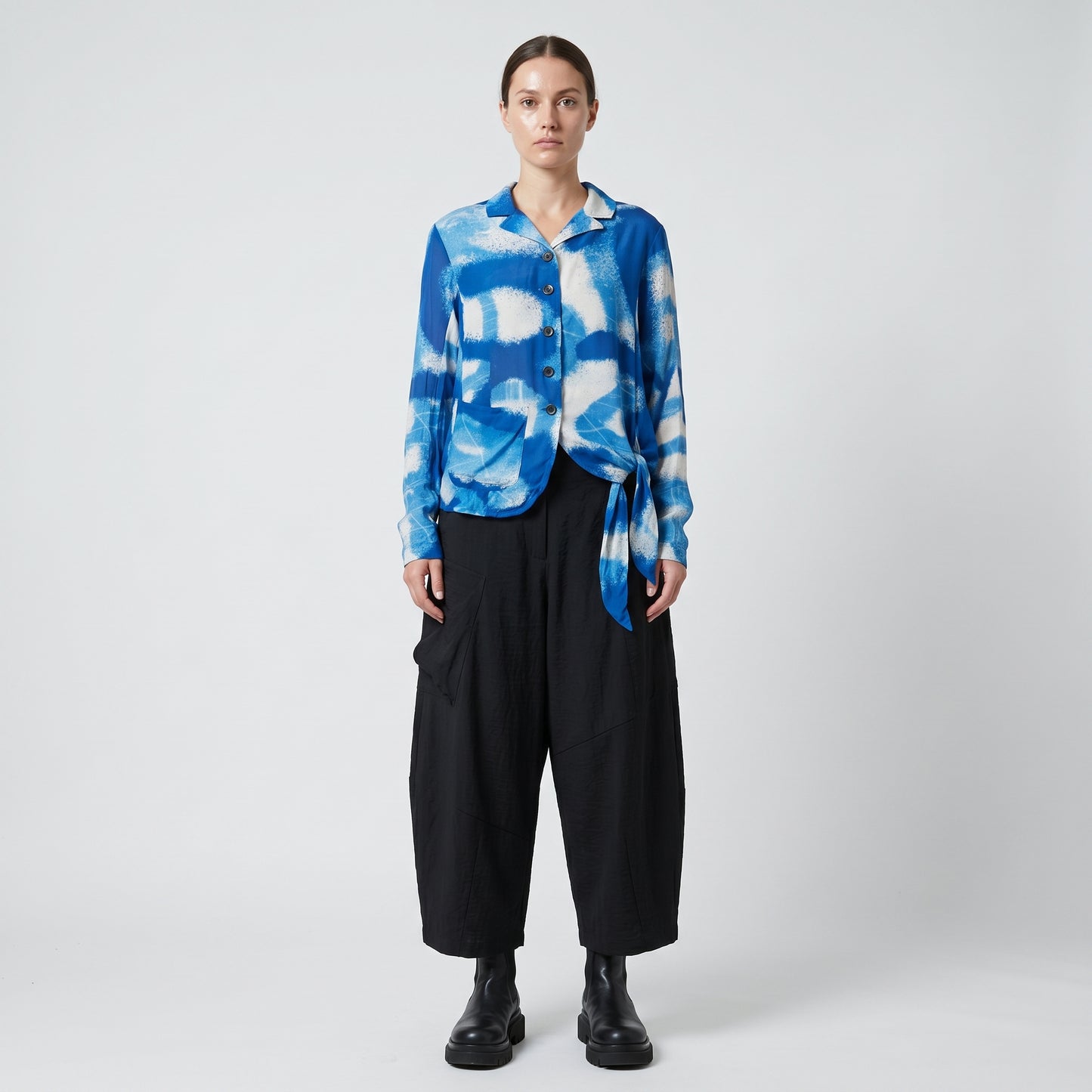 Abstract Tie-Hem Printed Jacket