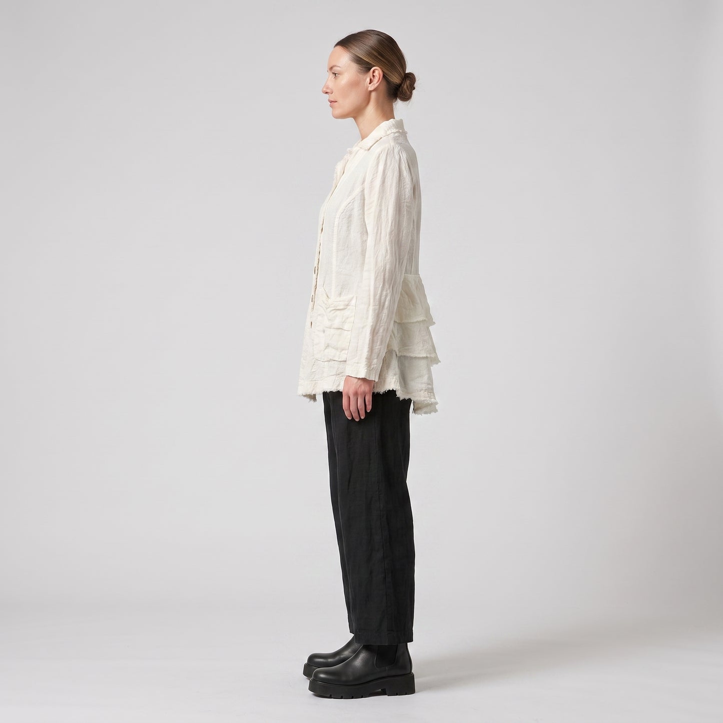 Textured Linen Button-Down Jacket