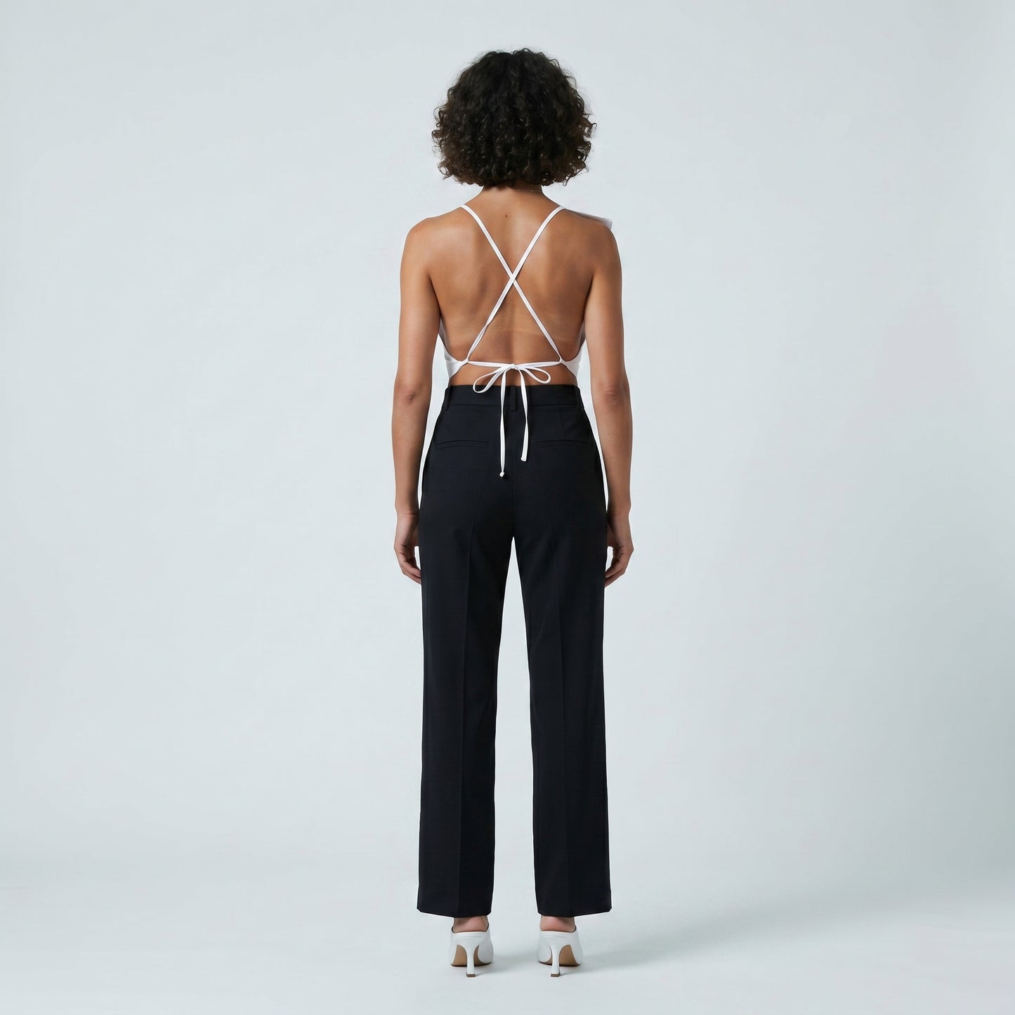 Asymmetric Pleated Tie-Detail Vest