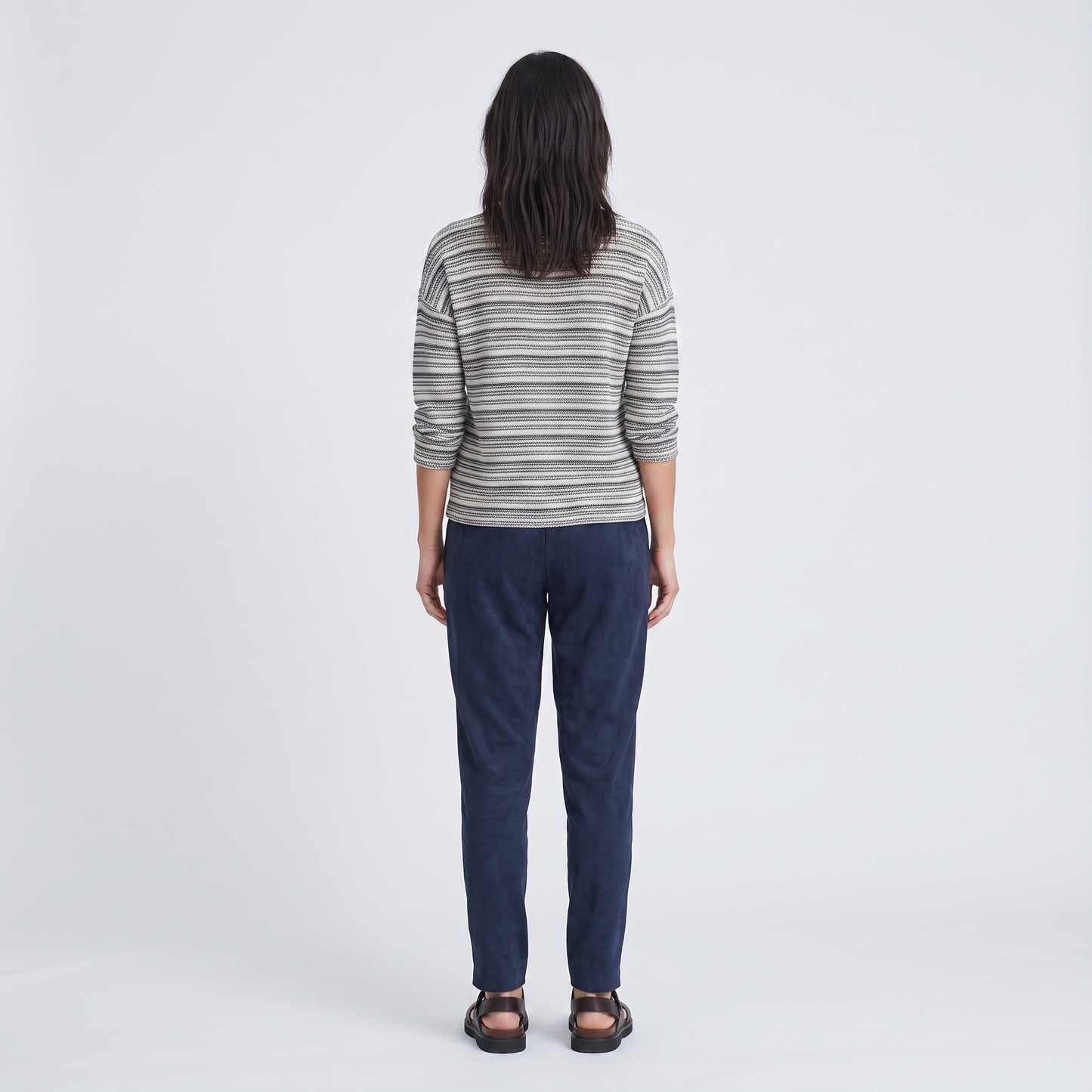 Navy Suede Jogger Trousers