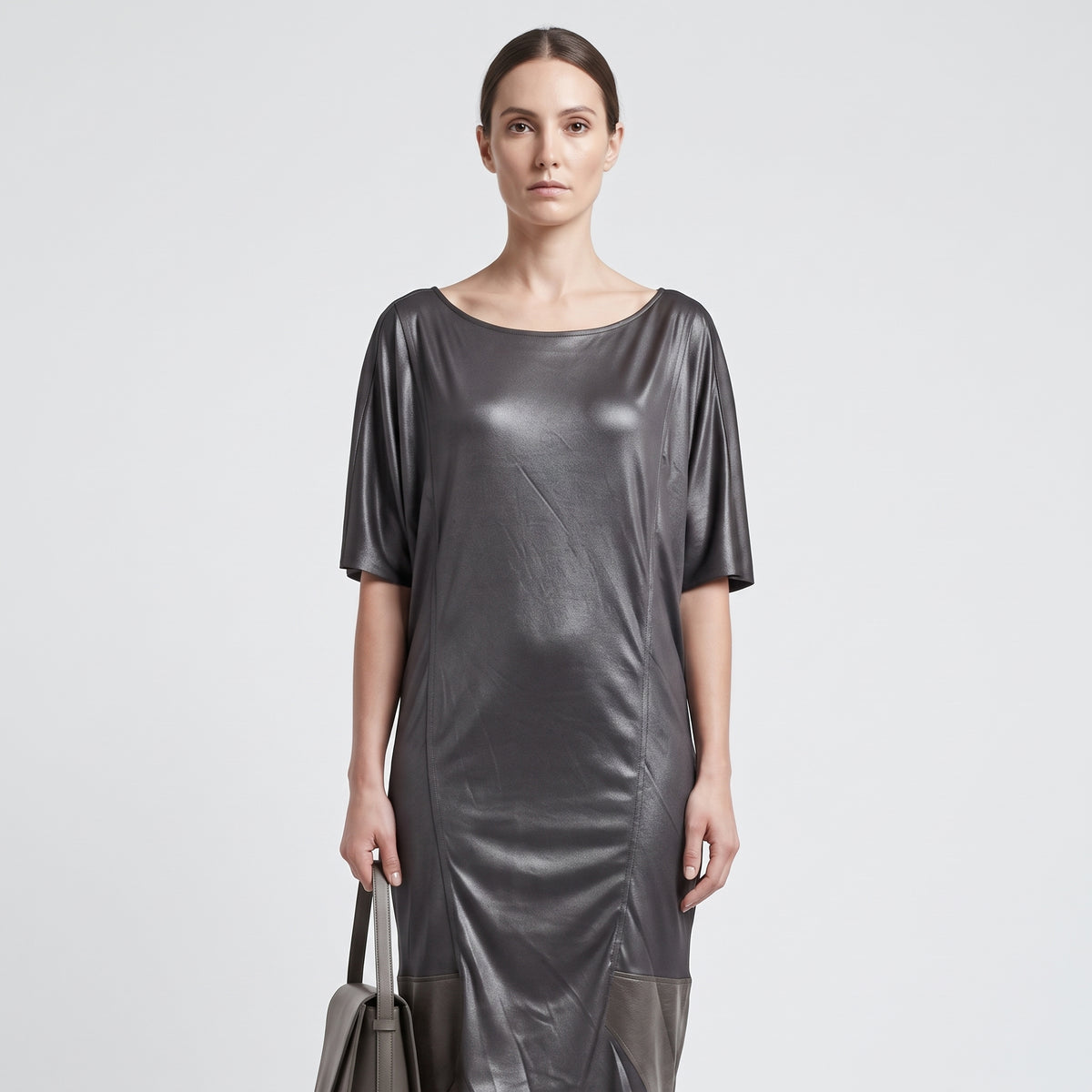 Structured Paneled Leather Tunic