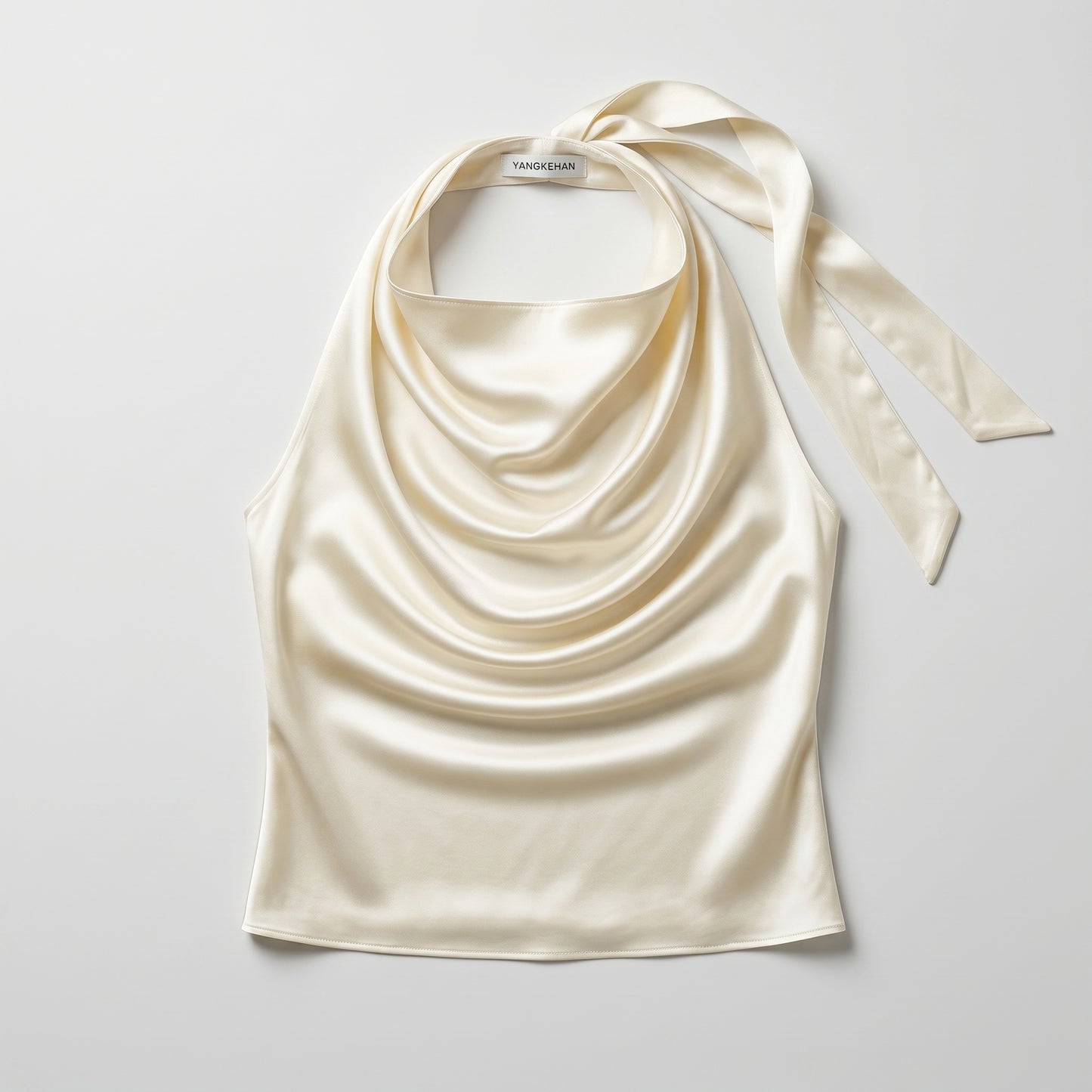 Elegant Silk Halter Neck Top