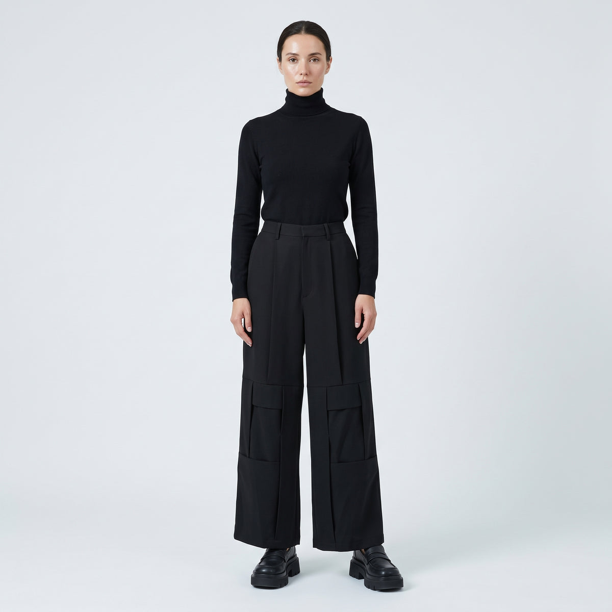 Tailored Wide Leg Cargo Trousers