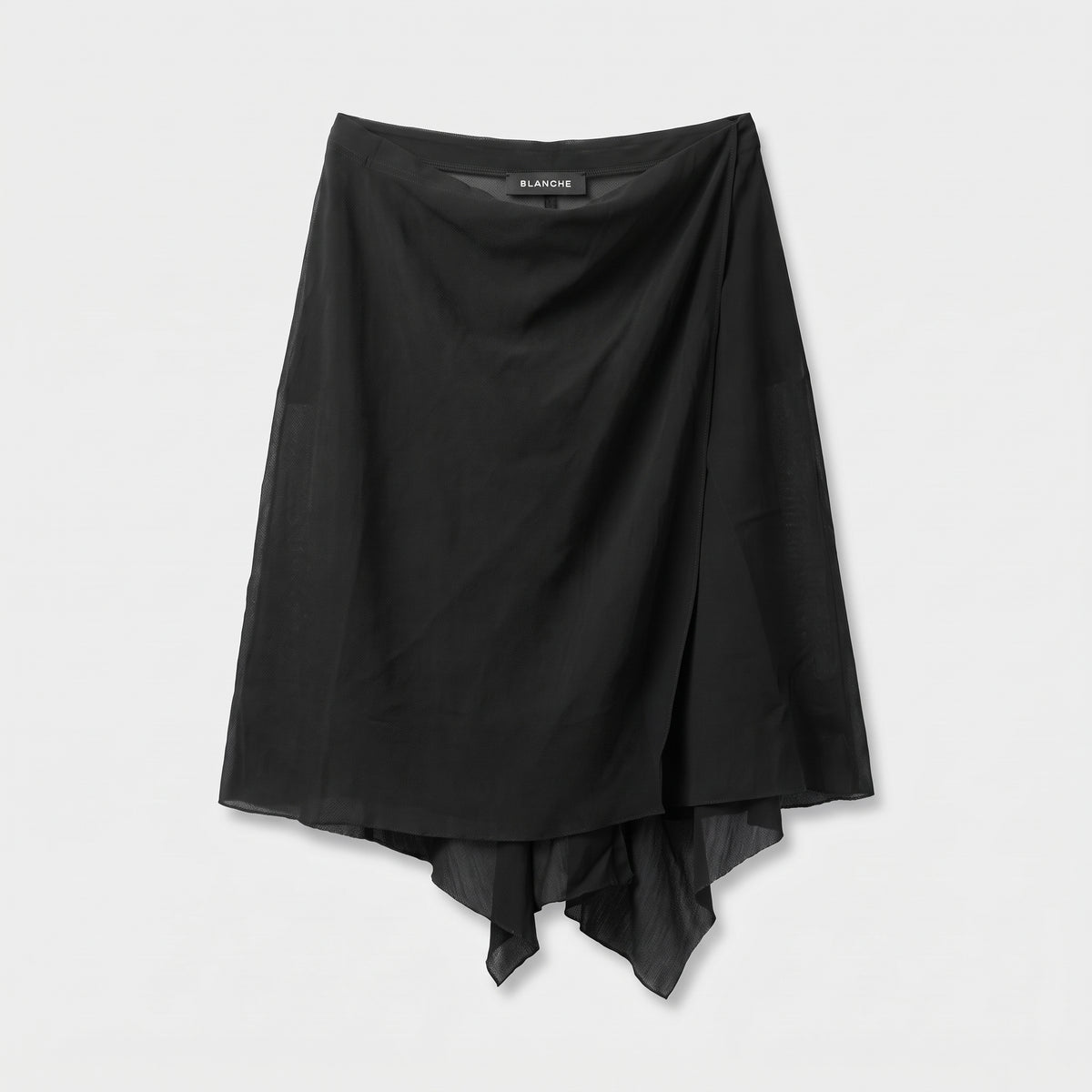 Elegant Black Asymmetric Midi Skirt