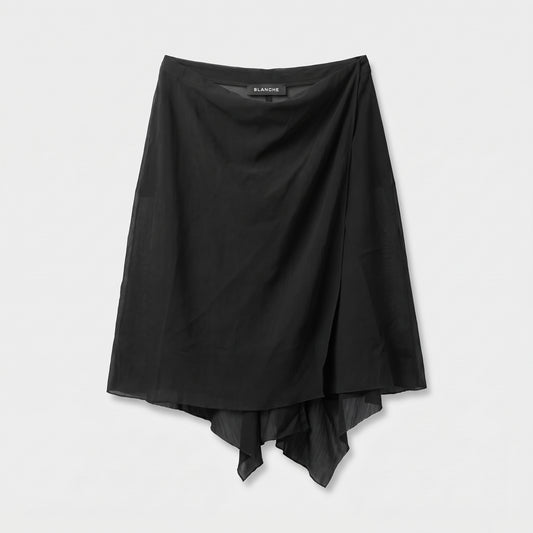 Elegant Black Asymmetric Midi Skirt