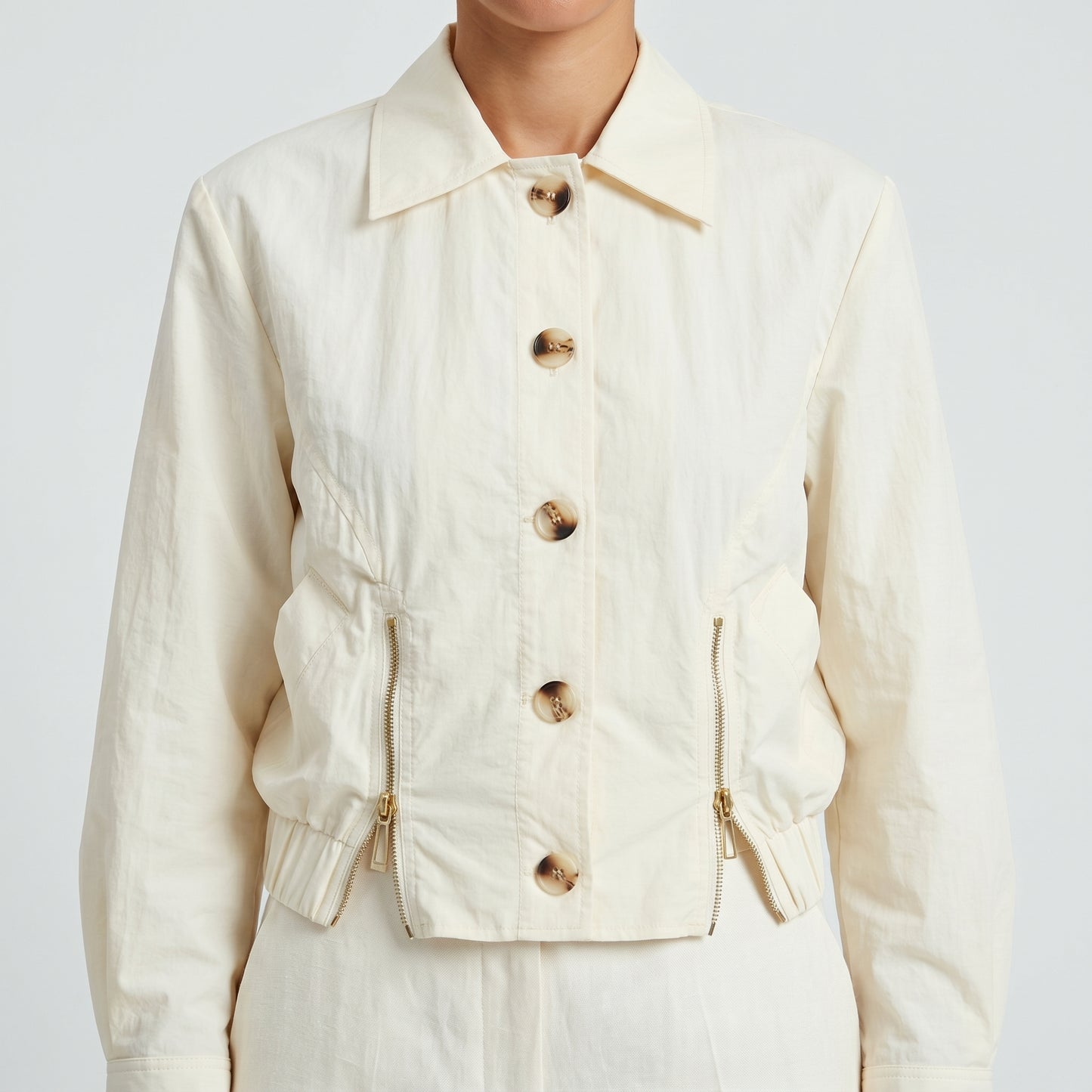 Cropped Zip Detail Utility Jacket