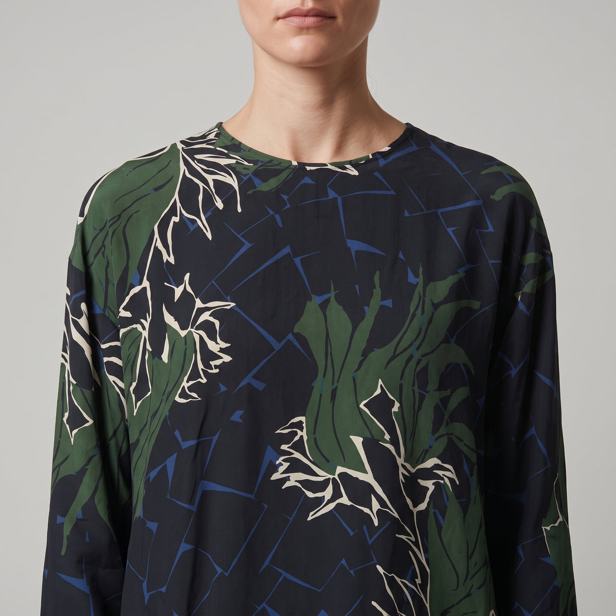 Floral Print Long-Sleeve Blouse