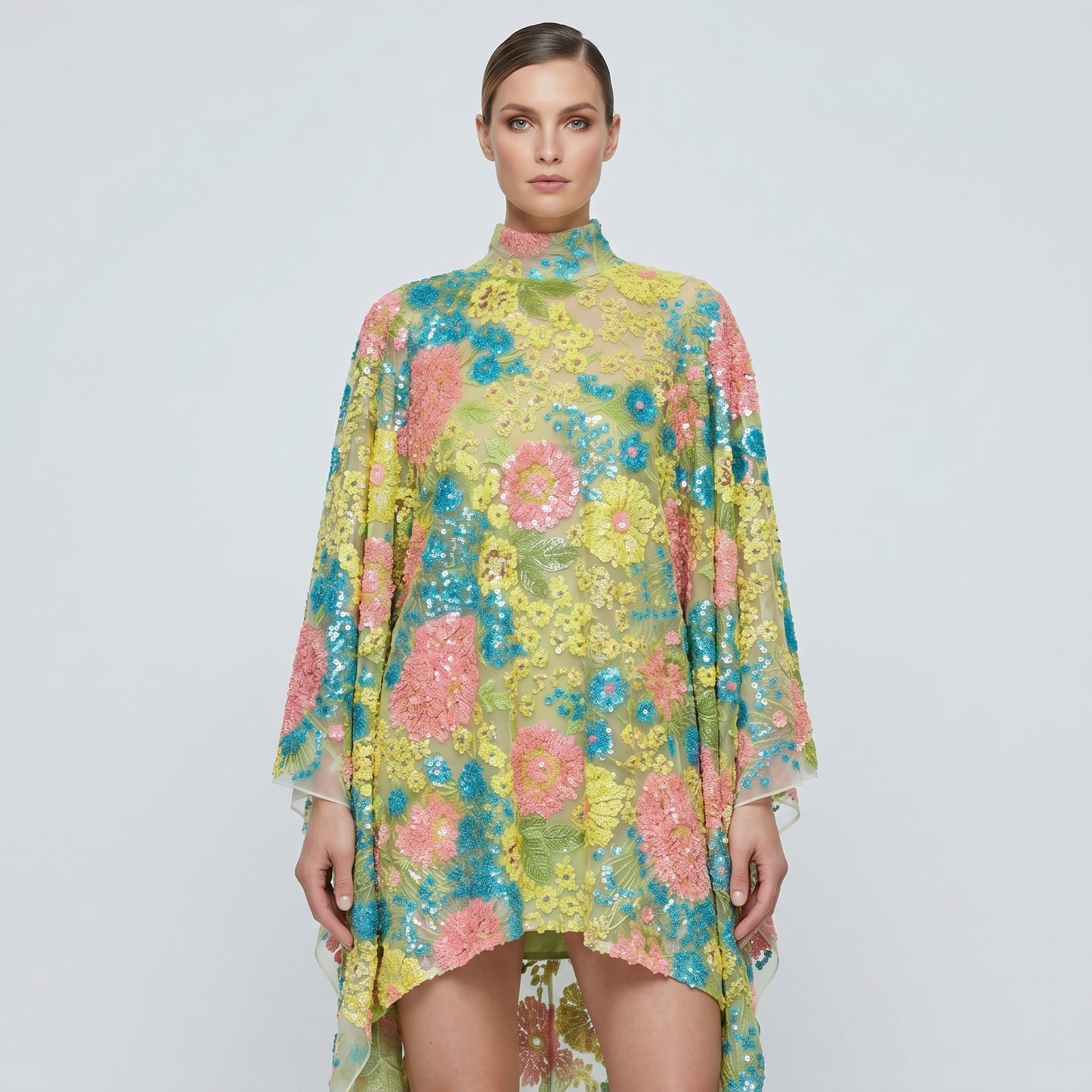 Floral Sequined Cape Top