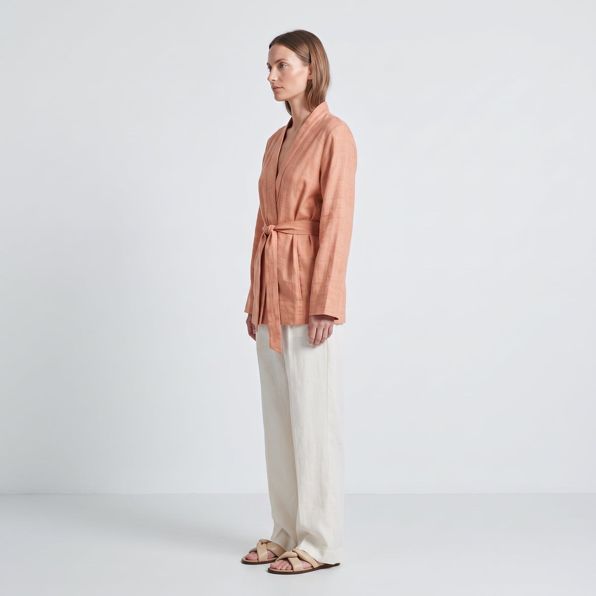 Textured Belted Wrap Jacket