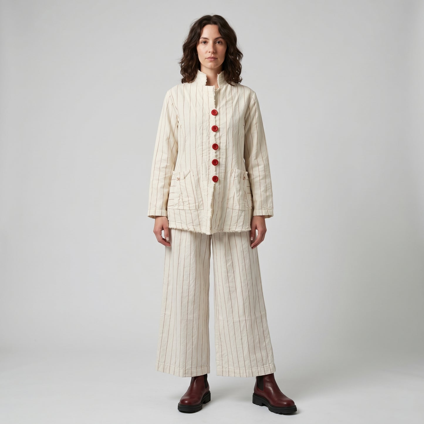 Striped Linen Button-Down Jacket