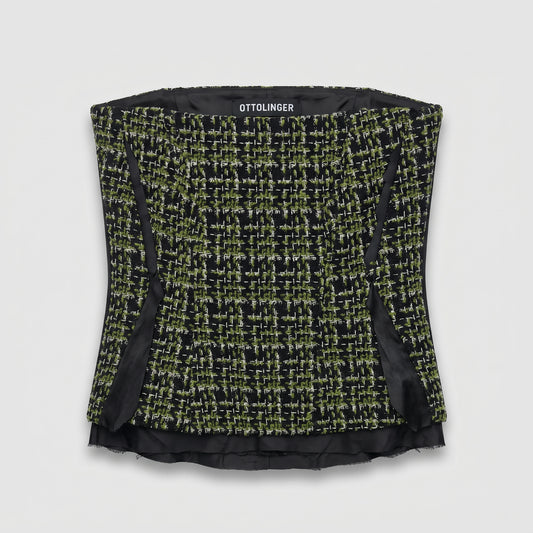 Structured Tweed Strapless Corset Top