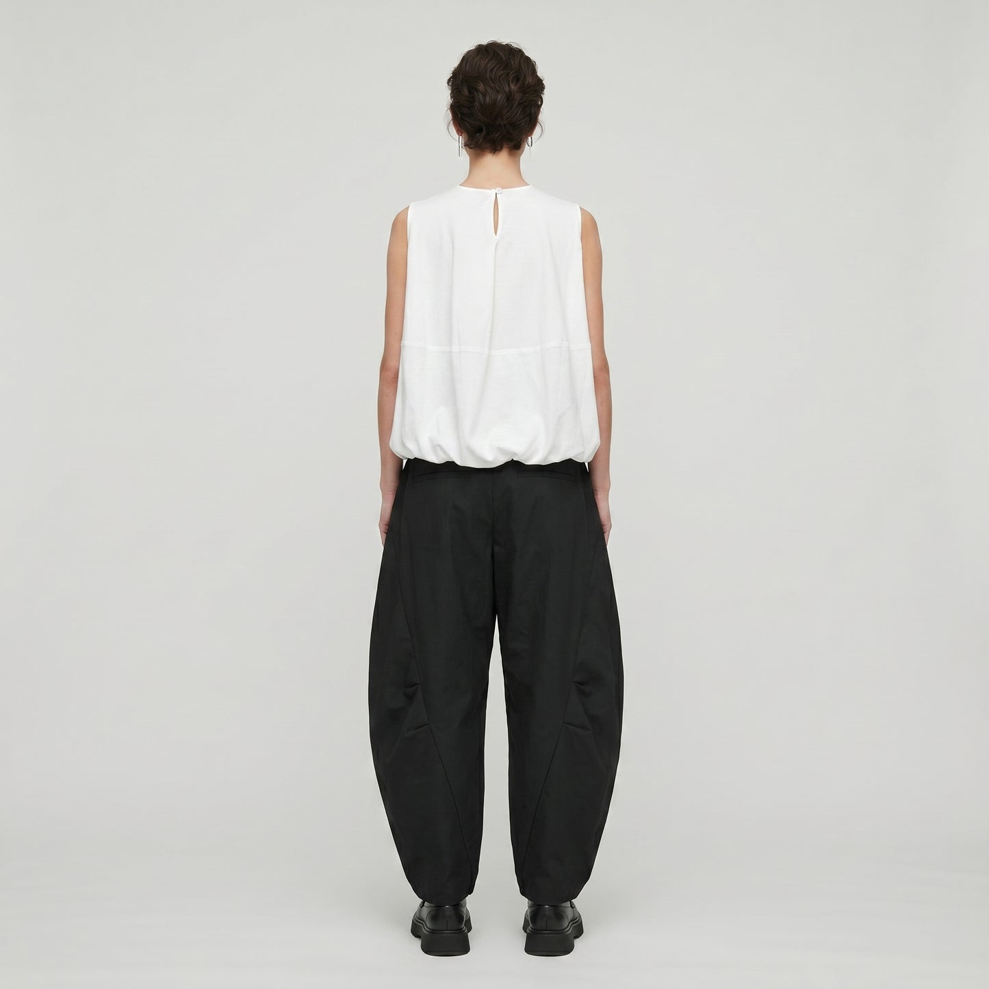 Sleeveless Balloon Hem Cotton Top