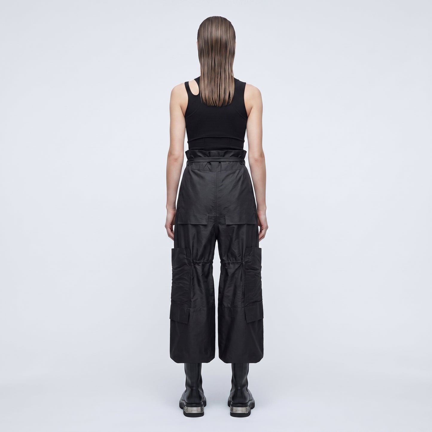 High-Waisted Tie-Front Cargo Trousers