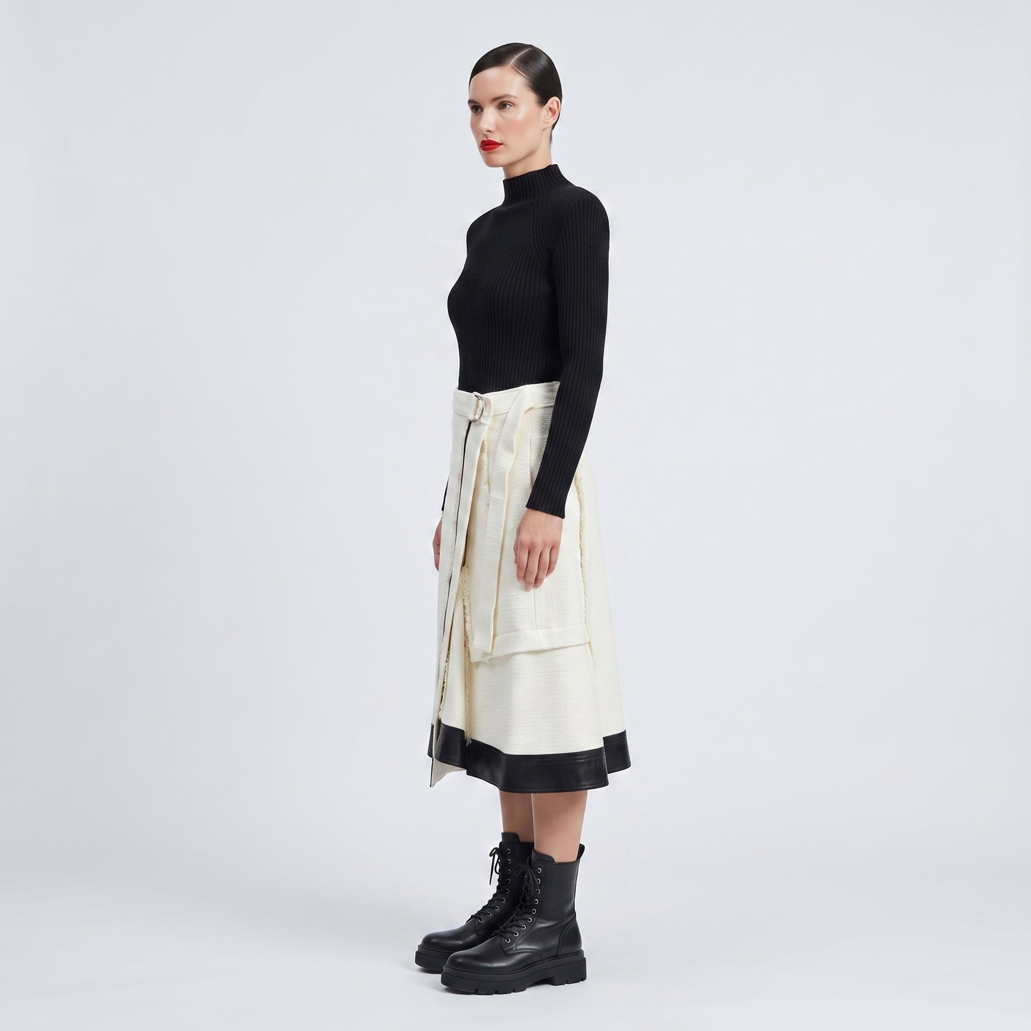 Textured Wrap Midi Skirt