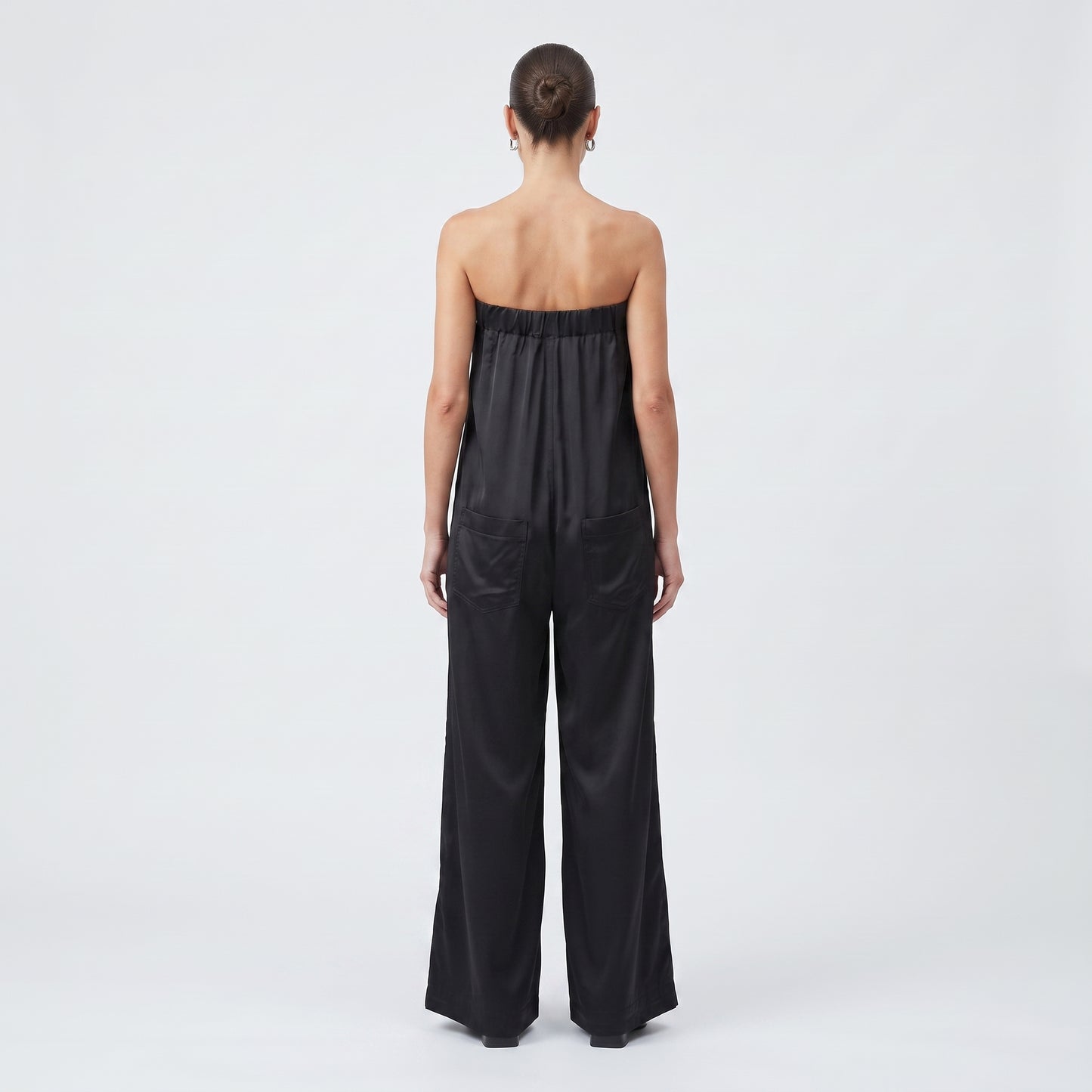 High-Waisted Satin Wide-Leg Trousers