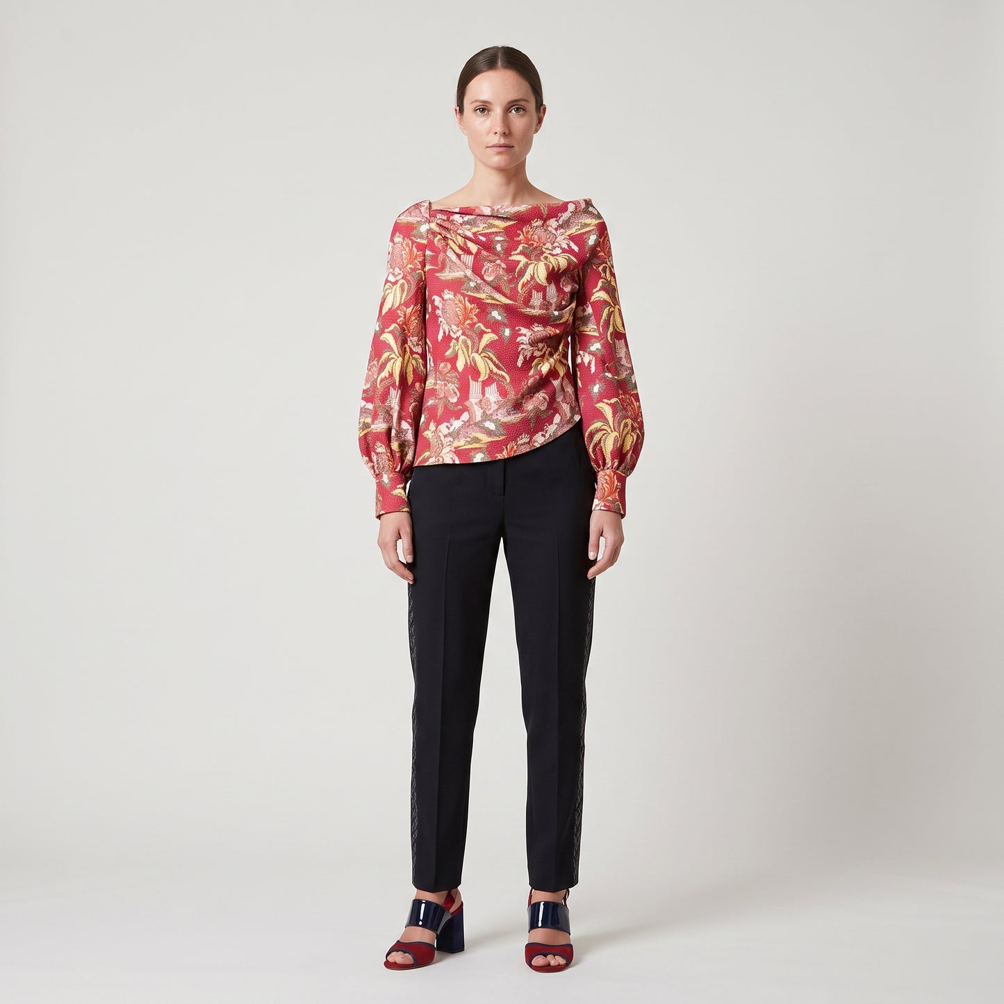 Floral Print Ruched Blouse