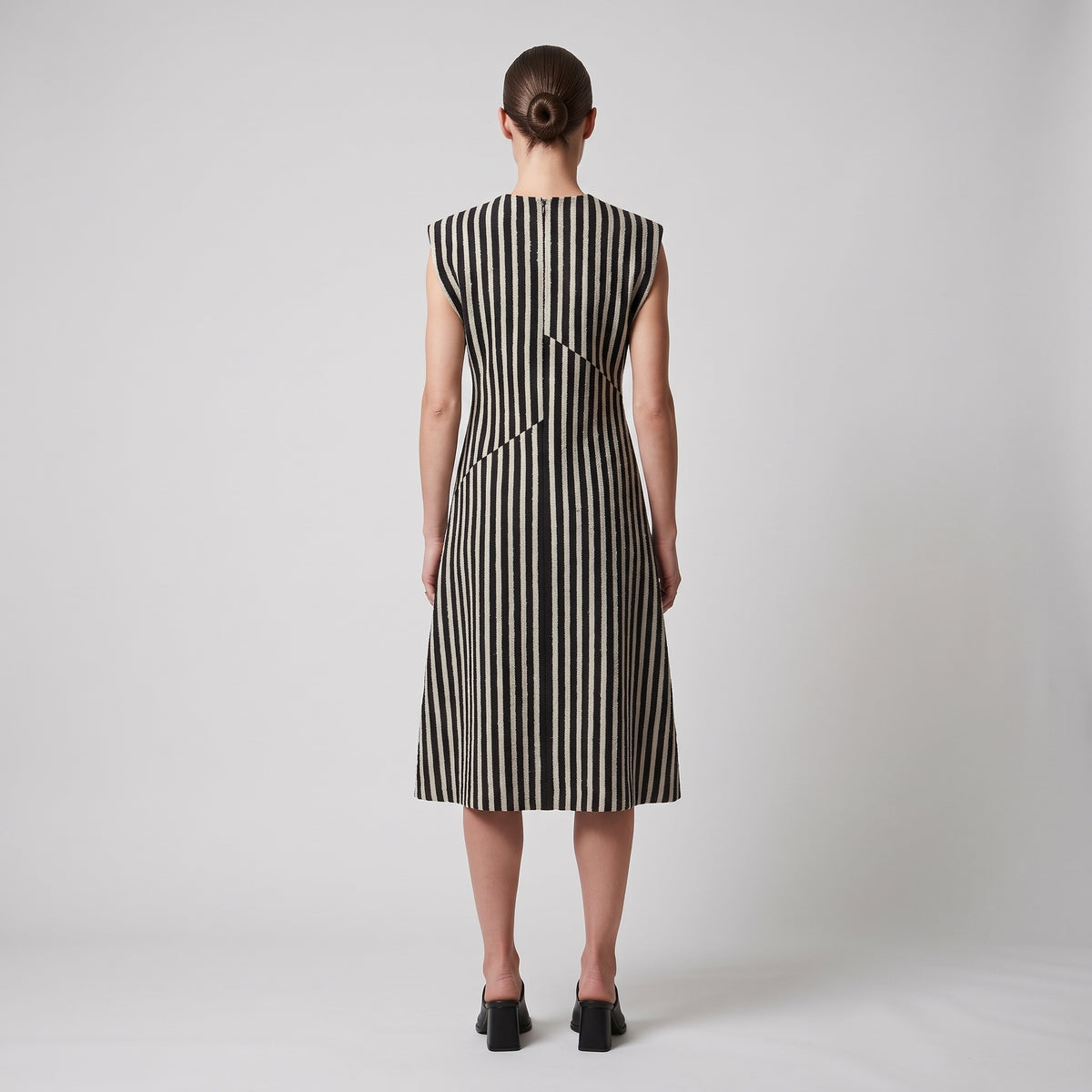 Structured Striped Sleeveless Dress