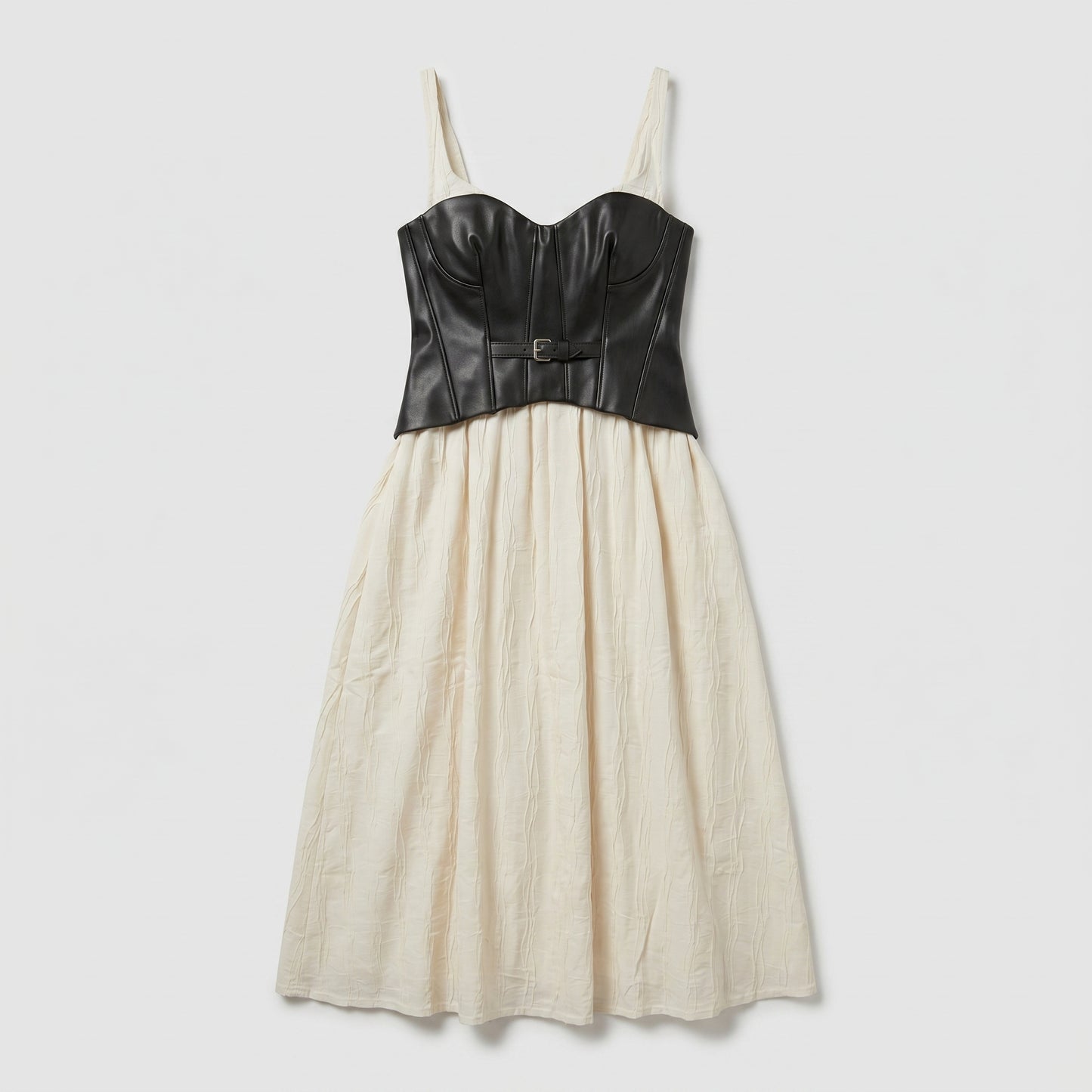 Faux Leather Corset Midi Dress