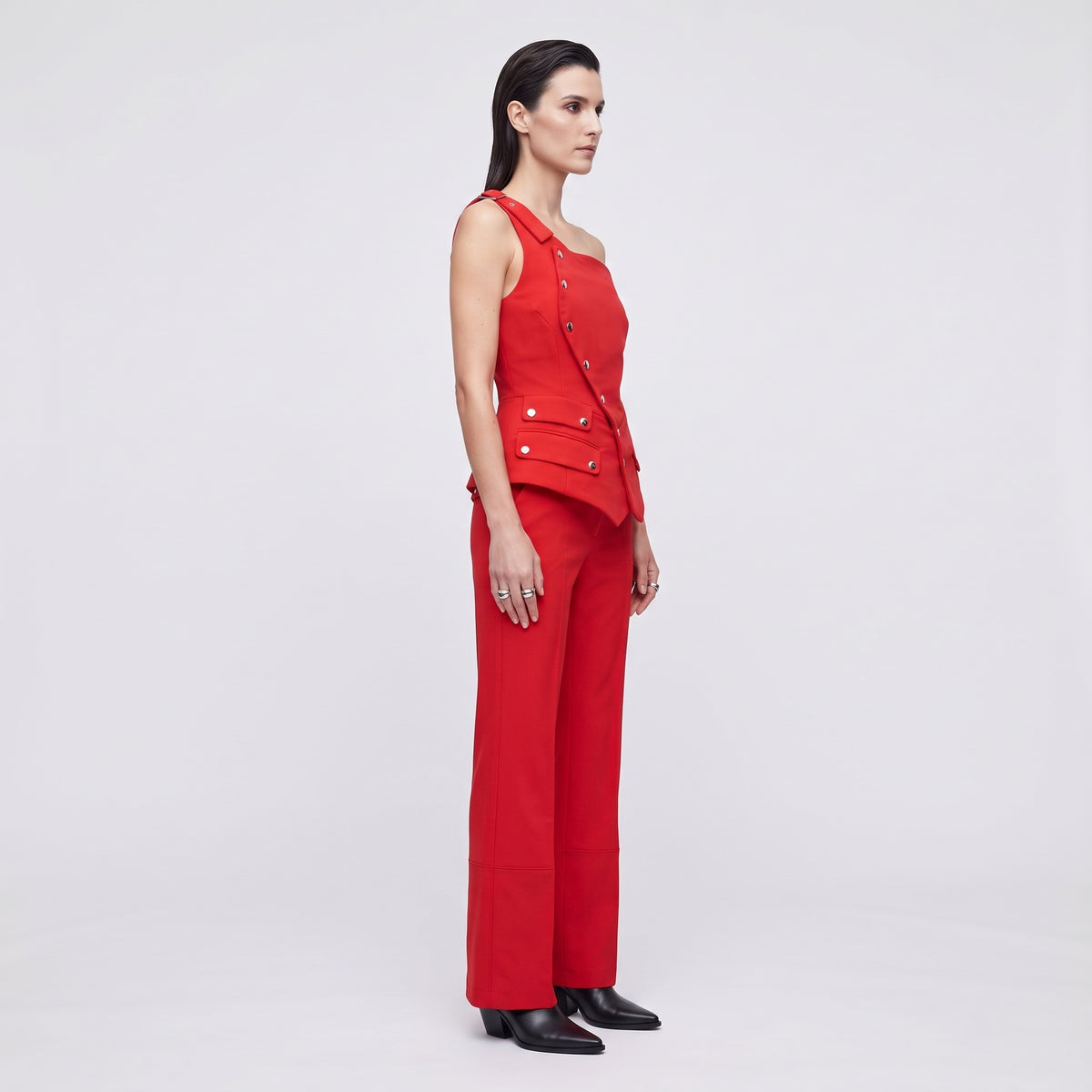 One-Shoulder Peplum Tailored Jumpsuit