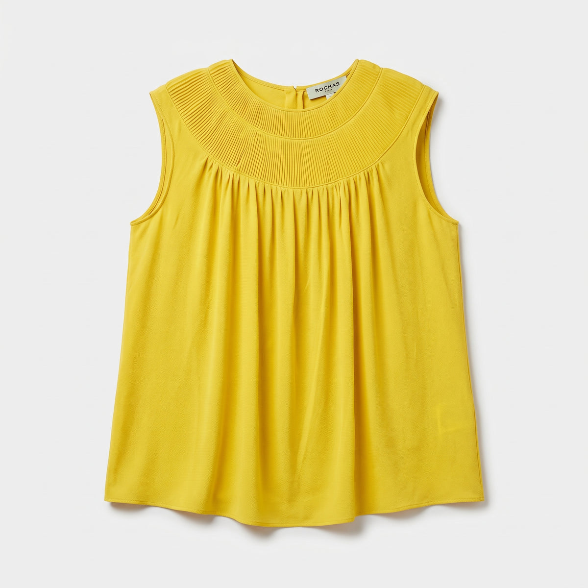 Pleated Neck Sleeveless Blouse