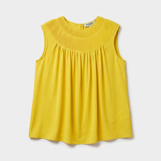 Pleated Neck Sleeveless Blouse