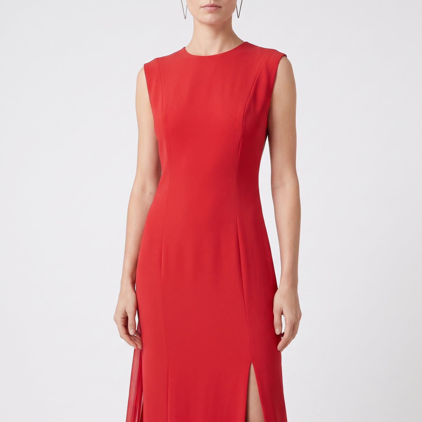 Sleeveless Red Midi Column Dress