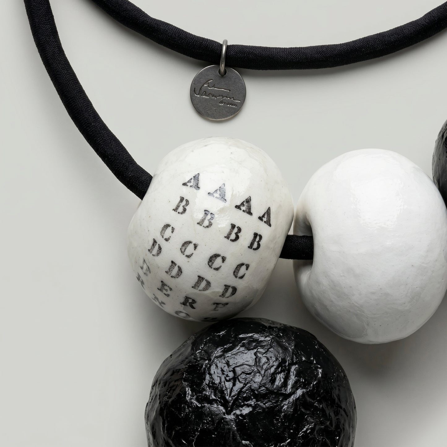Monochrome Ceramic Bead Statement Necklace
