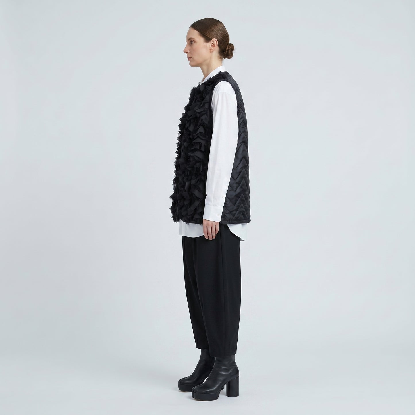 Avant-Garde Black Ruffled Vest