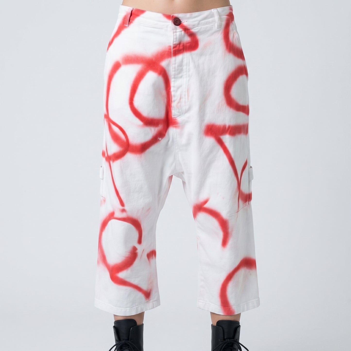 Spray Paint Drop Crotch Trousers
