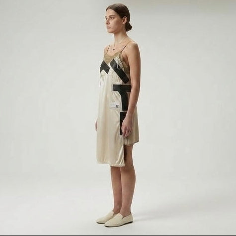 Graphic Lace Trim Slip Dress