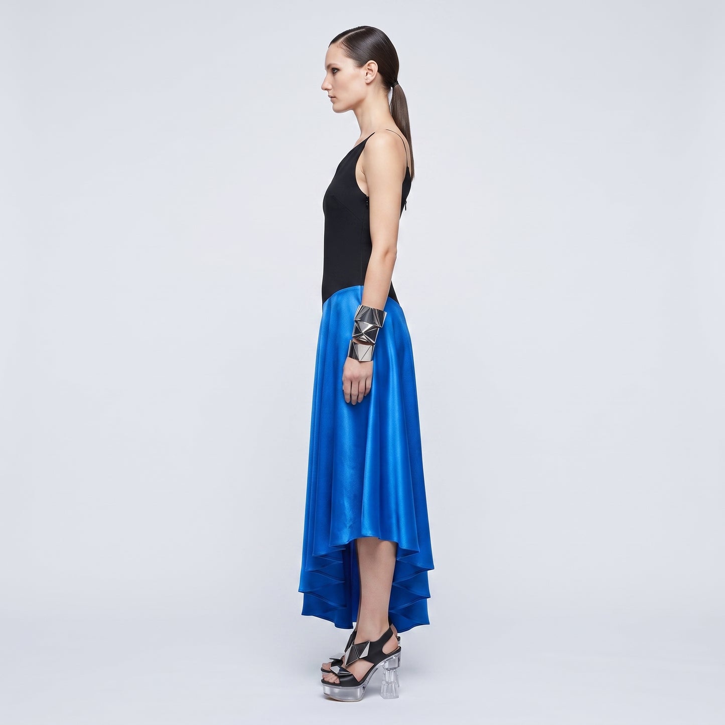 One-Shoulder Contrast Hem Dress