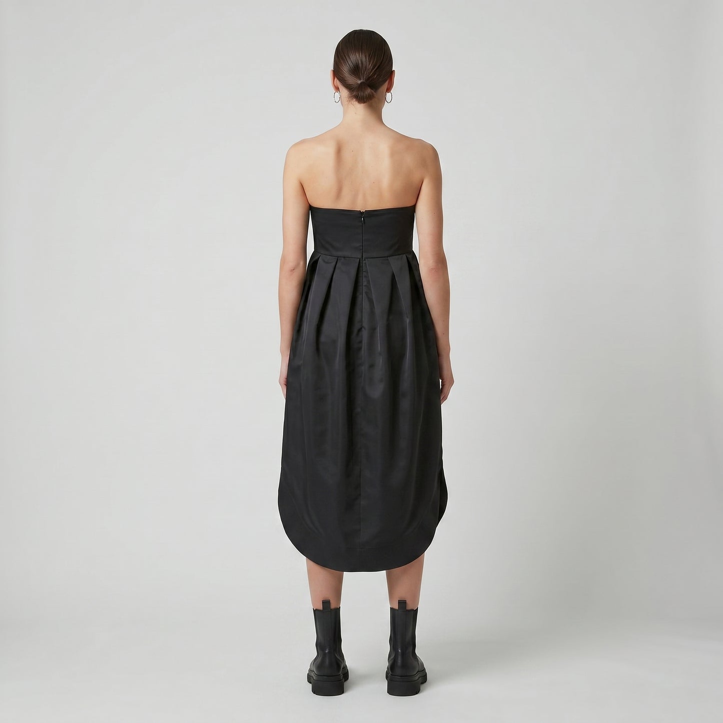 Strapless Pleated Midi Dress
