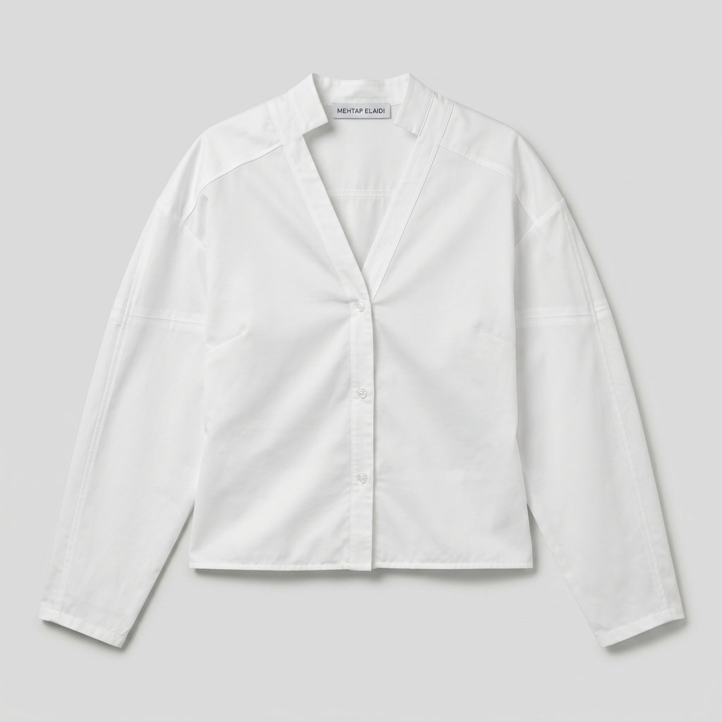 V-Neck Cotton Poplin Shirt
