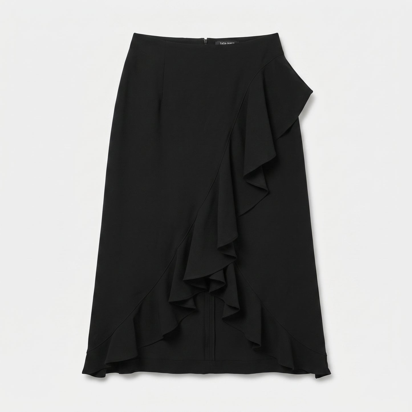 Elegant Black Ruffled Midi Skirt