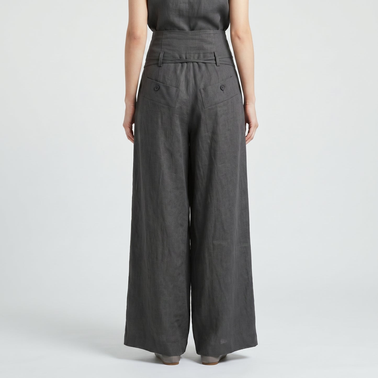 High-Waisted Linen Wide-Leg Trousers