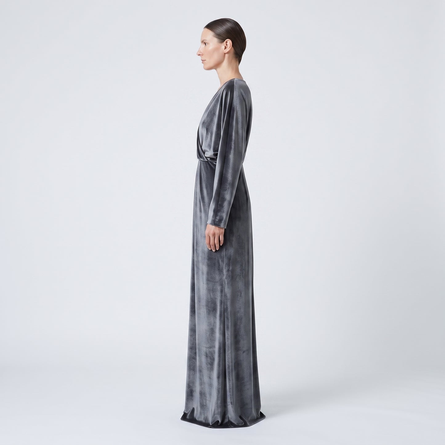 Velvet Draped V-Neck Gown