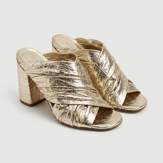 Metallic Crinkled Leather Mules