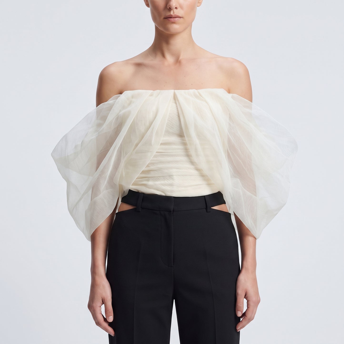 Ethereal Off-Shoulder Tulle Top