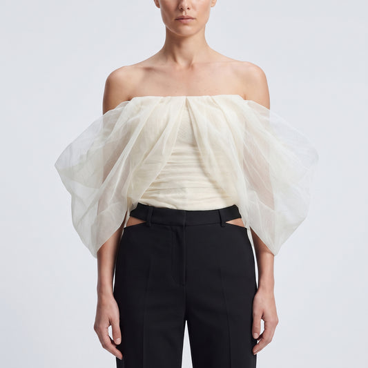 Ethereal Off-Shoulder Tulle Top