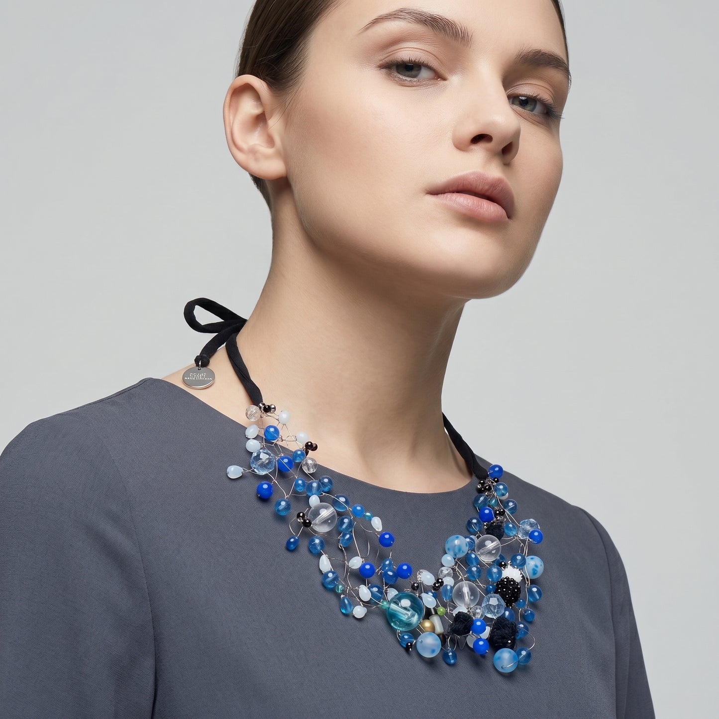 Artisanal Blue Beaded Statement Necklace