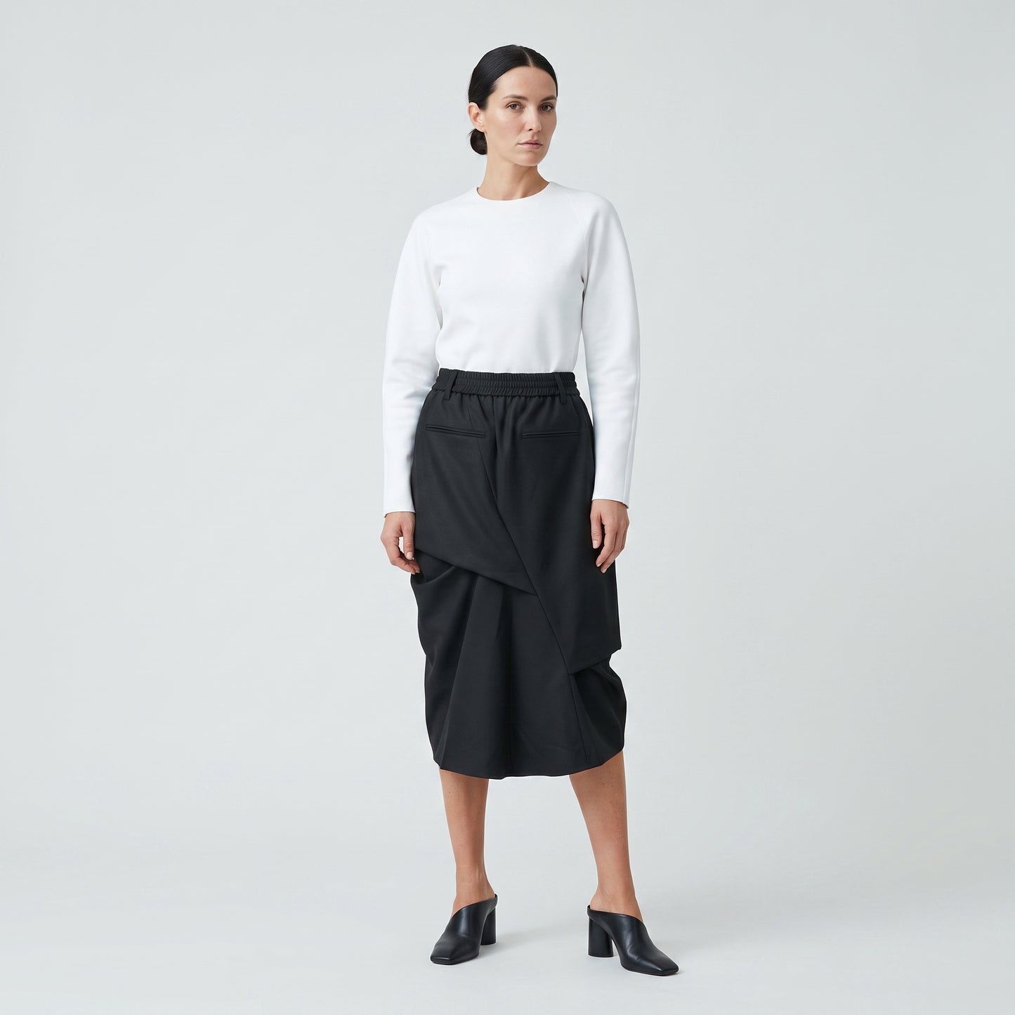 Asymmetric Tailored Wrap Skirt