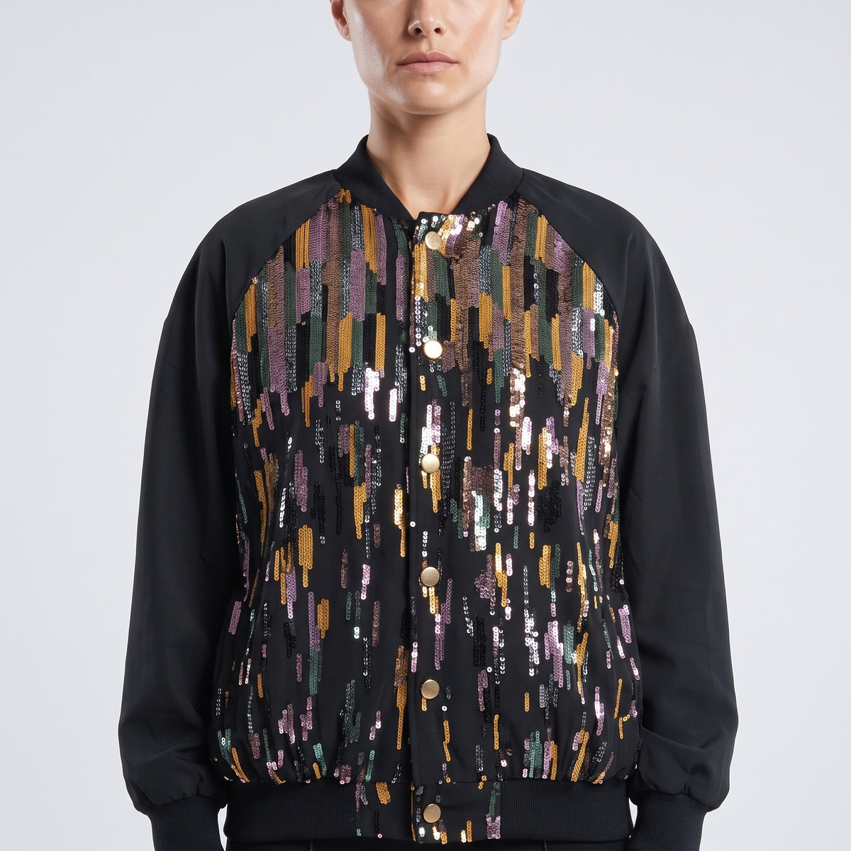 Embellished Sequin Varsity Jacket